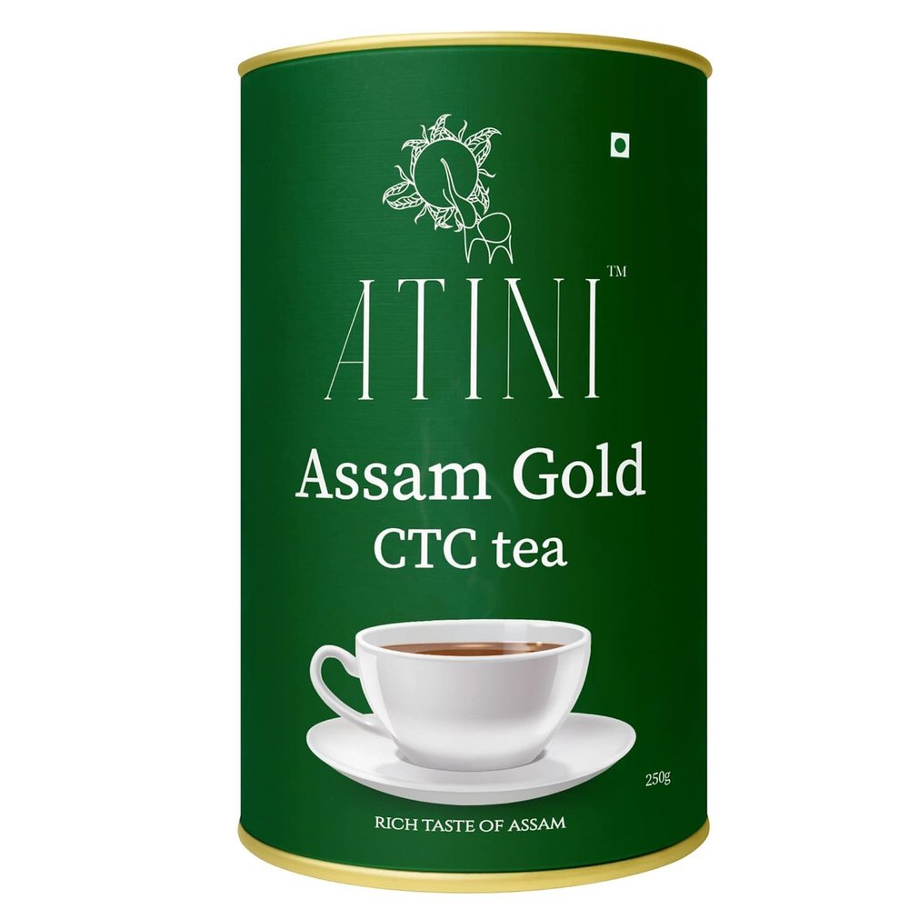 Atini Assam Classic Gold Black Tea - 250g Eco-Friendly Tin | Rich & Bold Flavour, Authentic Assam Tea 250g