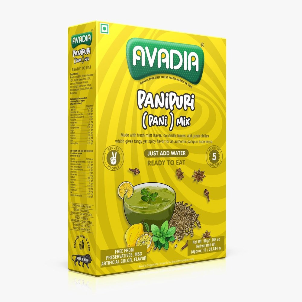 Avadia Panipuri Pani Mix, Ready to Eat, MSG-Free, 50g, Made with Fresh Mint and Coriander