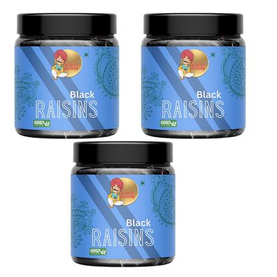 Marwadi Farm Black Raisins | Naturally Sweet And Tasty|Energy Booster A Rich, Antioxidant-Packed Superfood For Health And Vitality 250Gm (Pack of - 3)