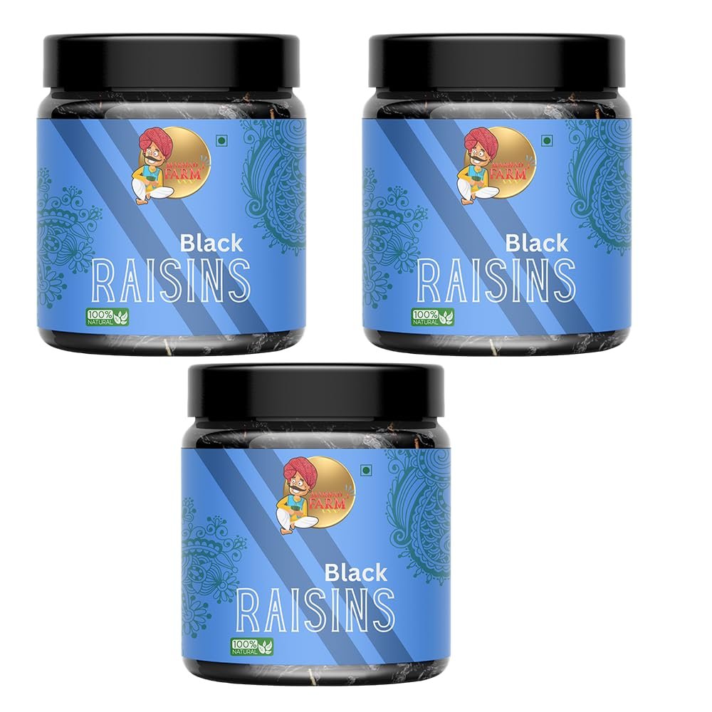 Marwadi Farm Black Raisins | Naturally Sweet And Tasty|Energy Booster A Rich, Antioxidant-Packed Superfood For Health And Vitality 250Gm (Pack of - 3)