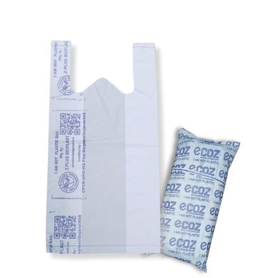 ECOZ Compostable & Biodegradable Carry Bags | Eco-Friendly Plastic-Free Shopping Bag for Grocery, Food, Retail & Vegetables | 11x14 Inch | Approx Pack of 115| Load 2kg Capacity | for Supermarket