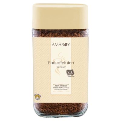 Amaroy Decaffeinated Premium Instant Coffee, Freeze-Dried, 100g