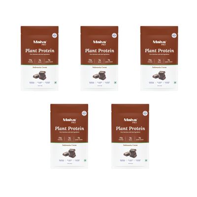 Maiva Pro | Plant Protein Isolate - Indonesian Cocoa - 40gm (Pack of 5) | 25g Protein, 5g BCAA | Essential Amino Acids | Gut Friendly, Easy to Digest | Real Dates | Vegan, Dairy Free, No Preservatives