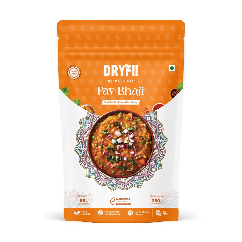 Dryfii Ready-to-Eat Instant Pav Bhaji | Pure Veg | Freeze Dried | Rehydrated Weight 235 g