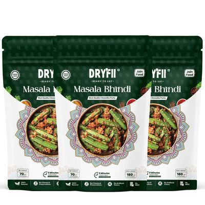 Dryfii Ready-to-Eat Instant Jain Masala Bhindi | Pure Veg | Freeze Dried | No Onion, No Garlic | Rehydrated Weight 540 g