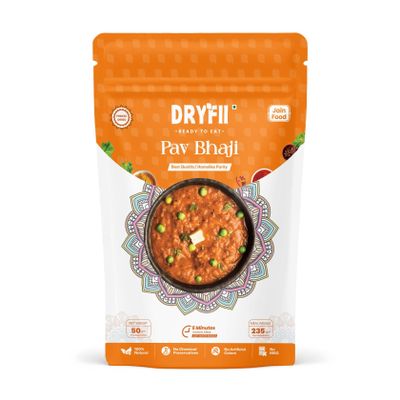 Dryfii Ready-to-Eat Instant Jain Pav Bhaji | Pure Veg | Freeze Dried | No Onion, No Garlic | Rehydrated Weight 235 g