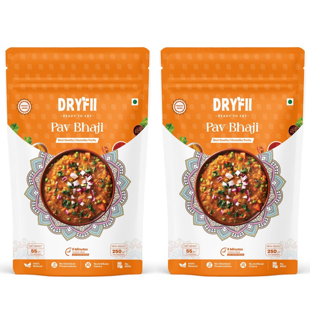 Dryfii Ready-to-Eat Instant Pav Bhaji | Pure Veg | Freeze Dried | Rehydrated Weight 470 g