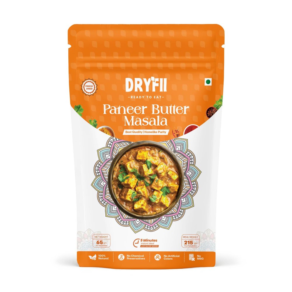 Dryfii Ready-to-Eat Instant Paneer Butter Masala | Pure Veg | Freeze Dried | Rehydrated Weight 215 g