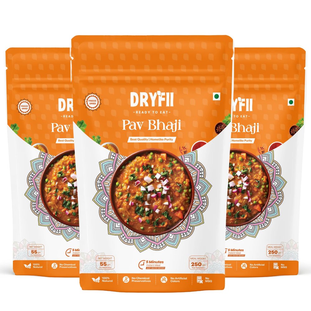 Dryfii Ready-to-Eat Instant Pav Bhaji | Pure Veg | Freeze Dried | Rehydrated Weight 705 g