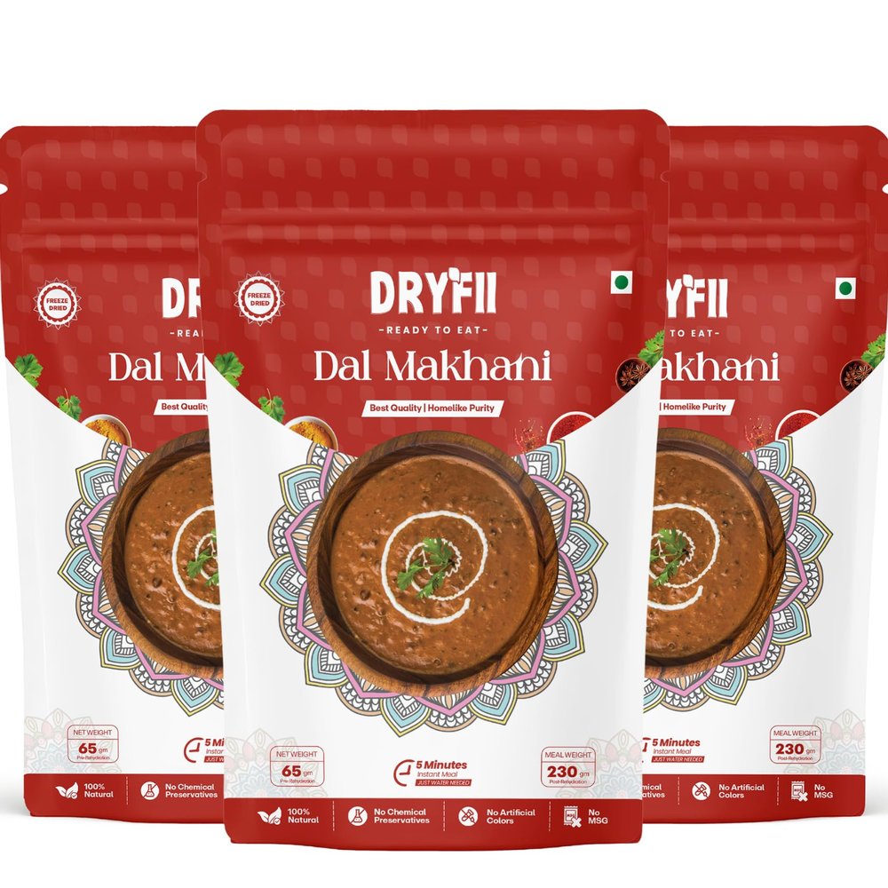 Dryfii Ready-to-Eat Instant Dal Makhani | Pure Veg | Freeze Dried | Rehydrated Weight 690 g