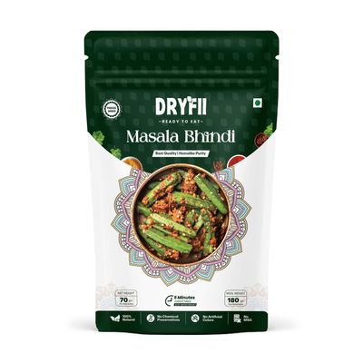 Dryfii Ready-to-Eat Instant Masala Bhindi | Pure Veg | Freeze Dried | Rehydrated Weight 180 g