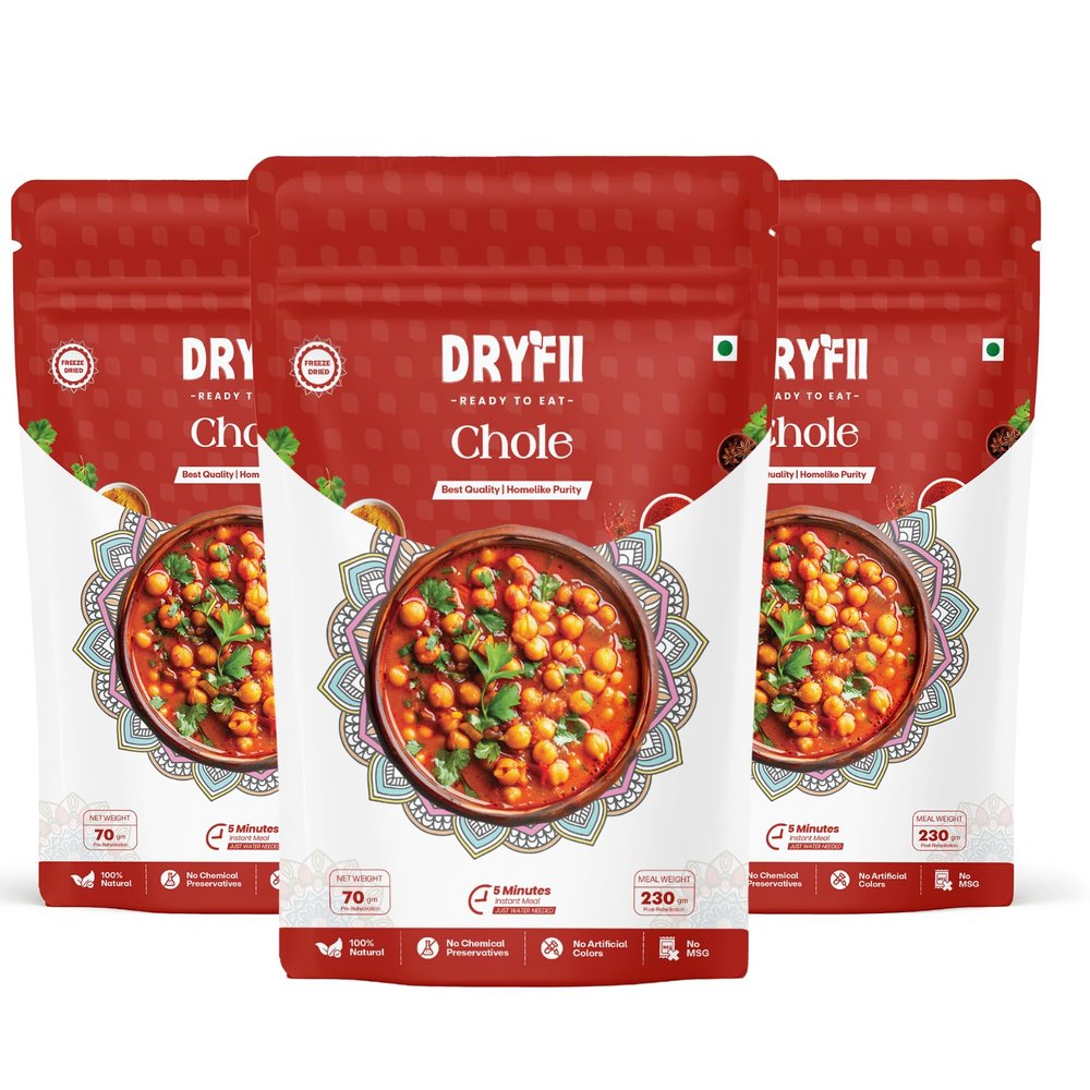 Dryfii Ready-to-Eat Instant Chole | Pure Veg | Freeze Dried | Rehydrated Weight 690 g