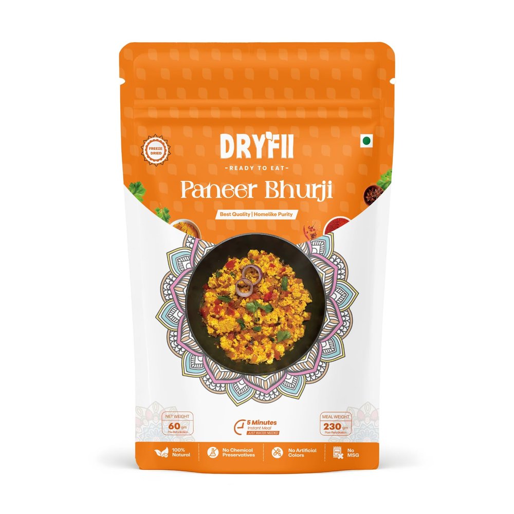 Dryfii Ready-to-Eat Instant Paneer Bhurji | Pure Veg | Freeze Dried | Rehydrated Weight 230 g
