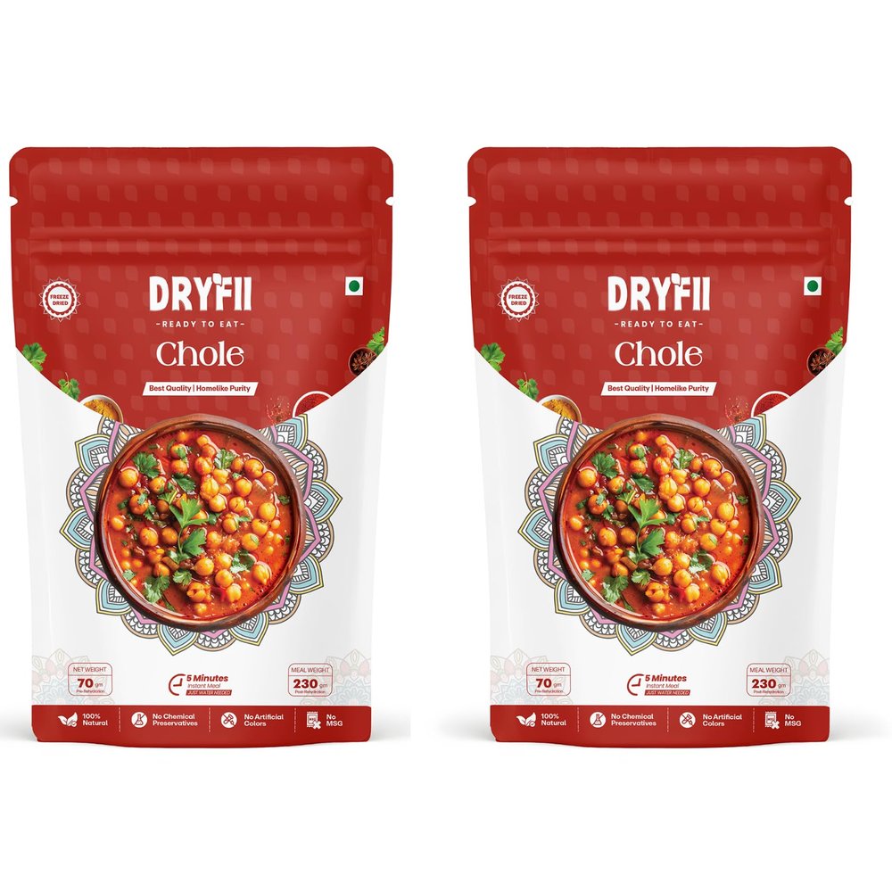 Dryfii Ready-to-Eat Instant Chole | Pure Veg | Freeze Dried | Rehydrated Net Weight 460 g (Pack of 2)