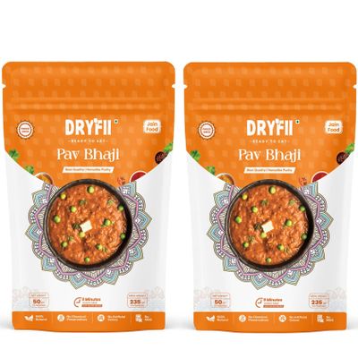 Dryfii Ready-to-Eat Instant Jain Pav Bhaji | Pure Veg | Freeze Dried | No Onion, No Garlic | Rehydrated Weight 470 g