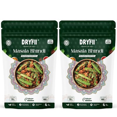 Dryfii Ready-to-Eat Instant Jain Masala Bhindi | Pure Veg | Freeze Dried | No Onion, No Garlic | Rehydrated Weight 360 g