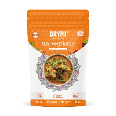 Dryfii Ready-to-Eat Instant Jain Mix Vegetable | Pure Veg | Freeze Dried | No Onion, No Garlic | Rehydrated Weight 230 g