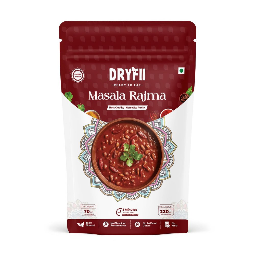 Dryfii Ready-to-Eat Instant Masala Rajma| Pure Veg | Freeze Dried | Rehydrated Weight 230 g