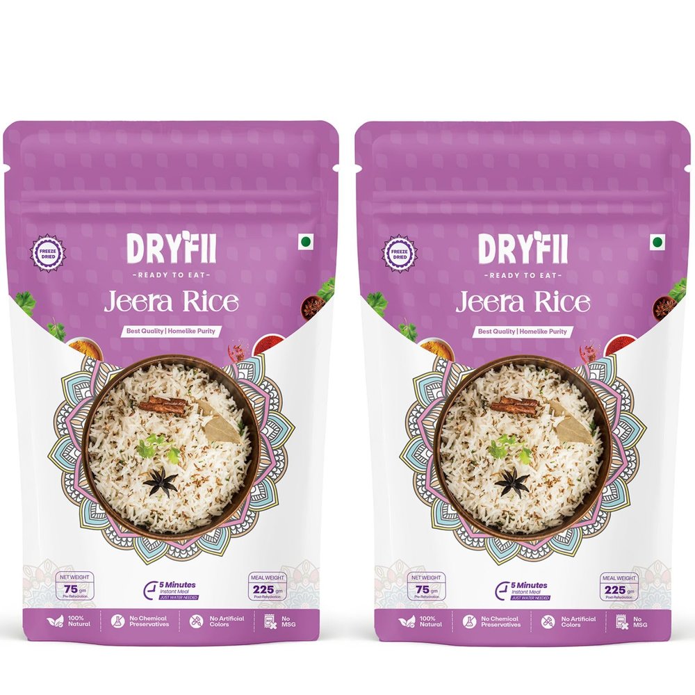 Dryfii Ready-to-Eat Instant Jeera Rice | Pure Veg | Freeze Dried |Rehydrated Weight 450 g