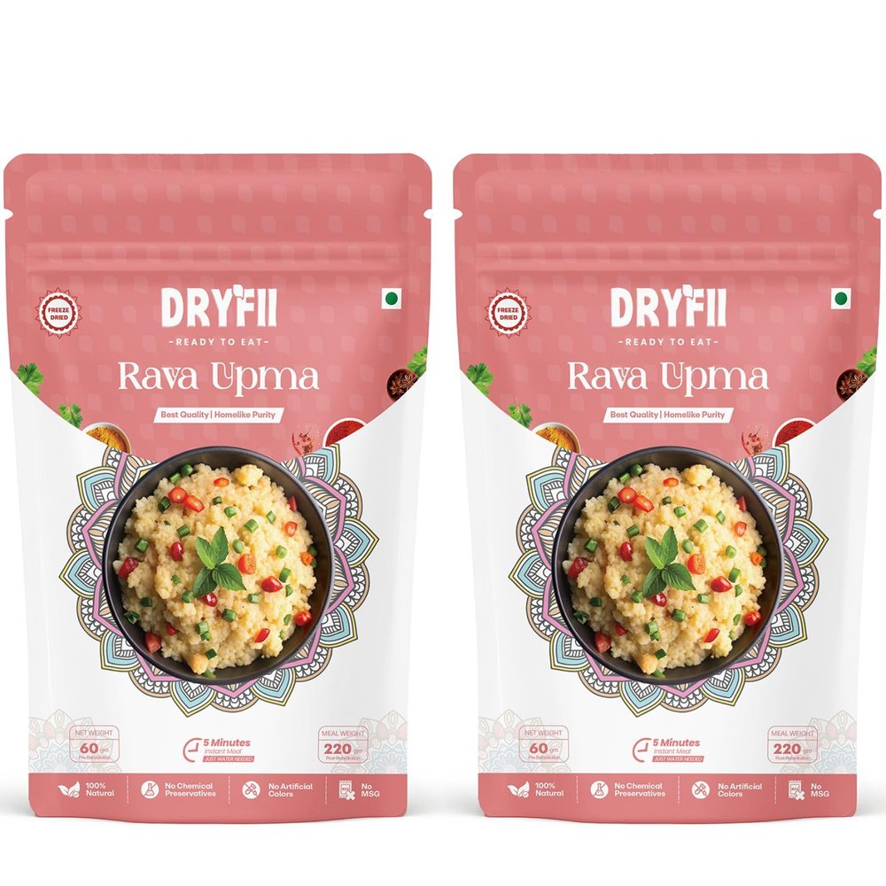 Dryfii Ready-to-Eat Instant Upma | Pure Veg | Freeze Dried | Suitable for Jain | Rehydrated Weight 440 g