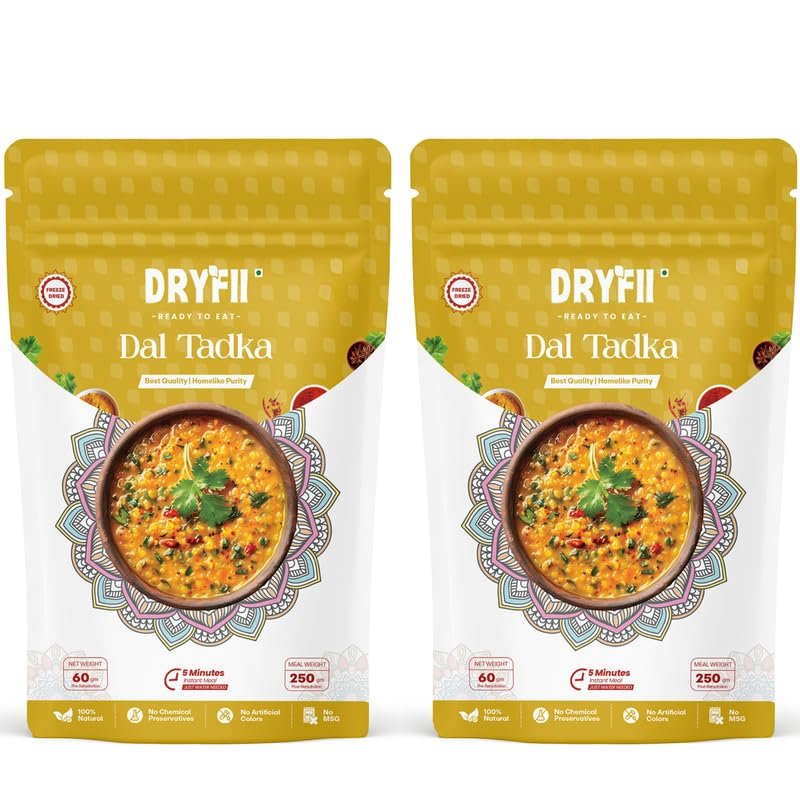 Dryfii Ready-to-Eat Instant Dal Tadka | Pure Veg | Freeze Dried |Rehydrated Weight 500g