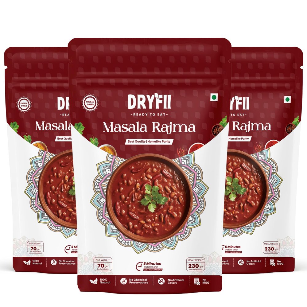 Dryfii Ready-to-Eat Instant Masala Rajma| Pure Veg | Freeze Dried |Rehydrated Weight 690 g