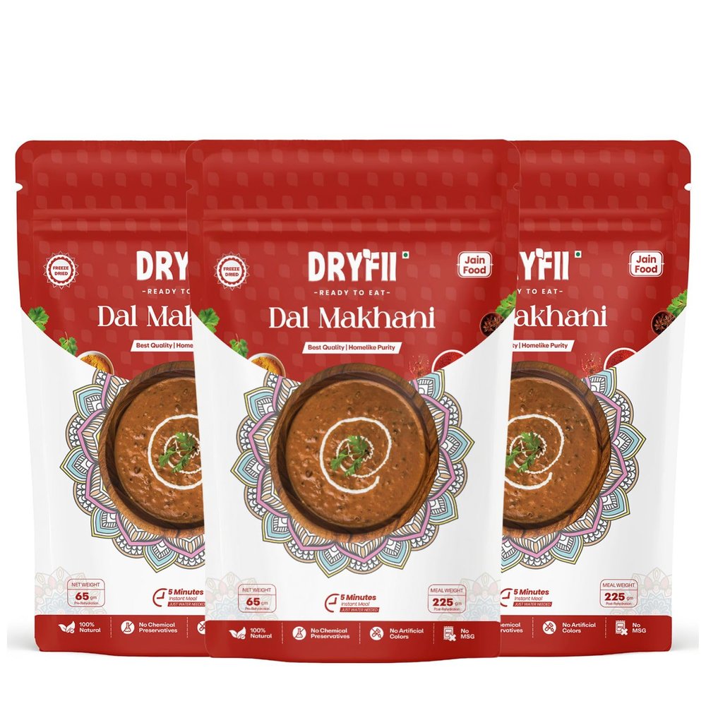 Dryfii Ready-to-Eat Instant Jain Dal Makhani | Pure Veg | Freeze Dried | | No Onion, No Garlic | Rehydrated Weight 675 g