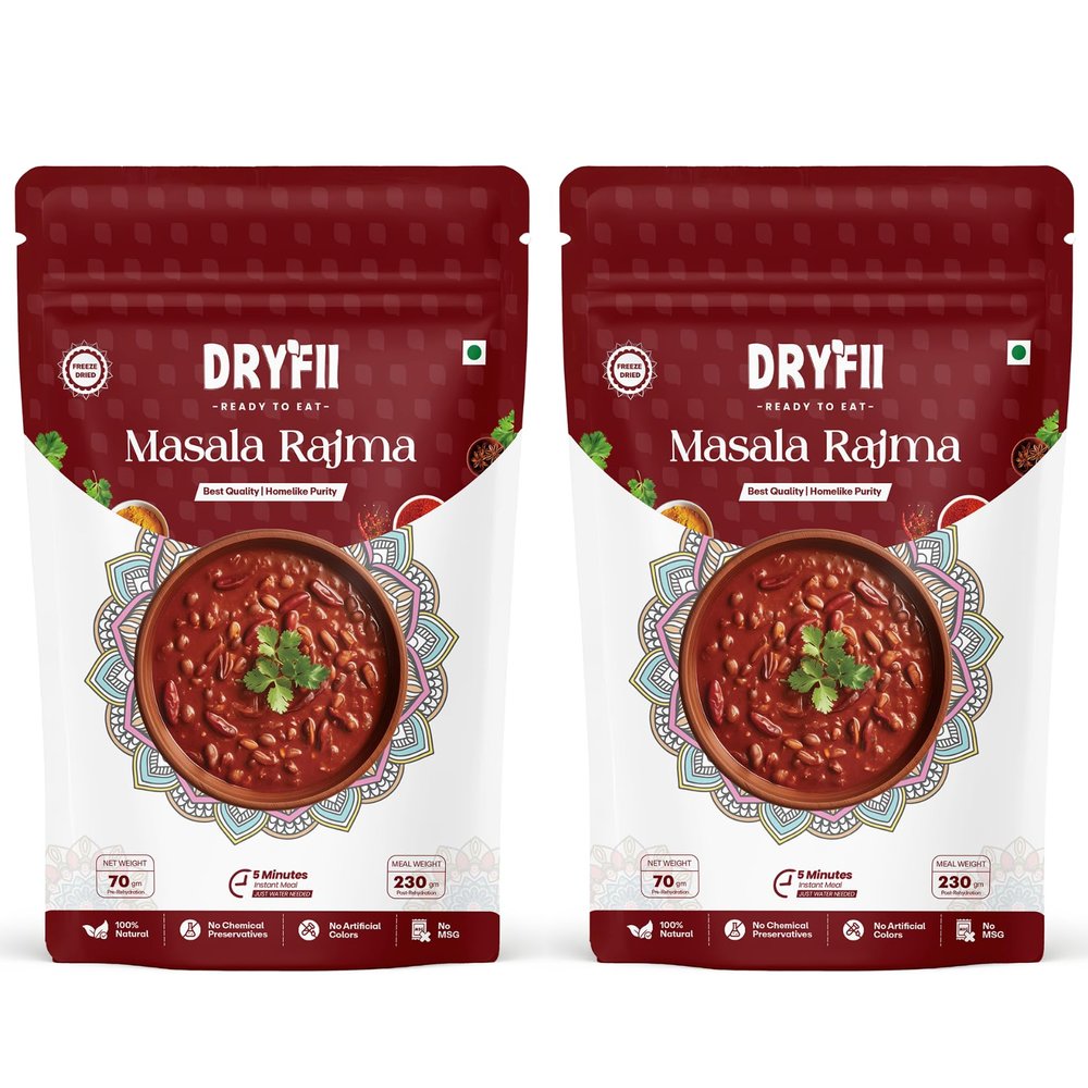 Dryfii Ready-to-Eat Instant Masala Rajma| Pure Veg | Freeze Dried |Rehydrated Weight 460 g