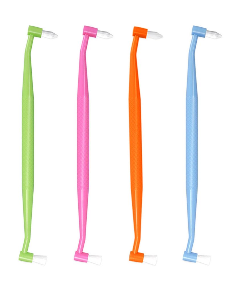 4 Pcs Orthodontic Toothbrush, Orthodontic Brush For Braces, Double Ended Interspace Brush Compact Interdental Toothbrush Soft for Orthodontic Detail Cleaning