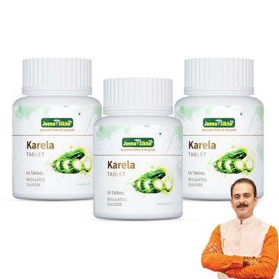 Jeena Sikho Karela Tablet | Skin Wellness & Immunity Supplement | Naturally Formulated With Karela Extracts | Natural Multivitamin For Body Detox, 60 Tablets, Pack of 3
