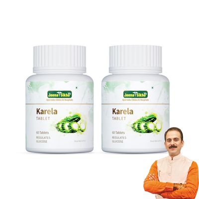 Jeena Sikho Karela Tablet | Skin Wellness & Immunity Supplement | Naturally Formulated With Karela Extracts | Natural Multivitamin For Body Detox, 60 Tablets, Pack of 2