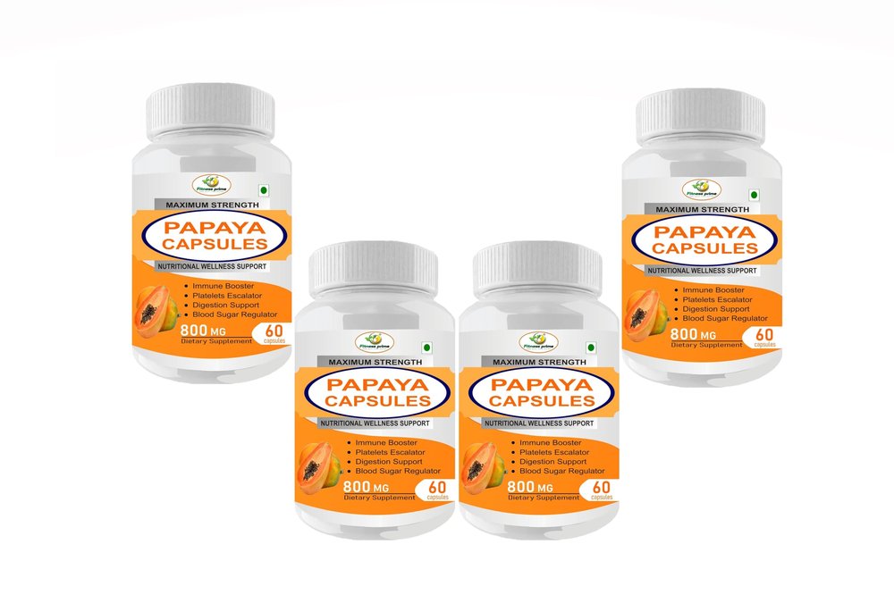 Fitness Prime Papaya Extract 800 mg Capsules for Boosting Immunity & Improve Blood Platelets Production | Anti-Oxidant & Natural Detoxifier (240 Capsules)