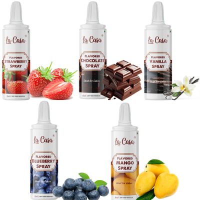 La Casa Flavored Puff Spray - Combo of 5 Flavors | Edible Flavored Phus Phus Ideal for Cake Decoration & Garnishing | 5x100g |