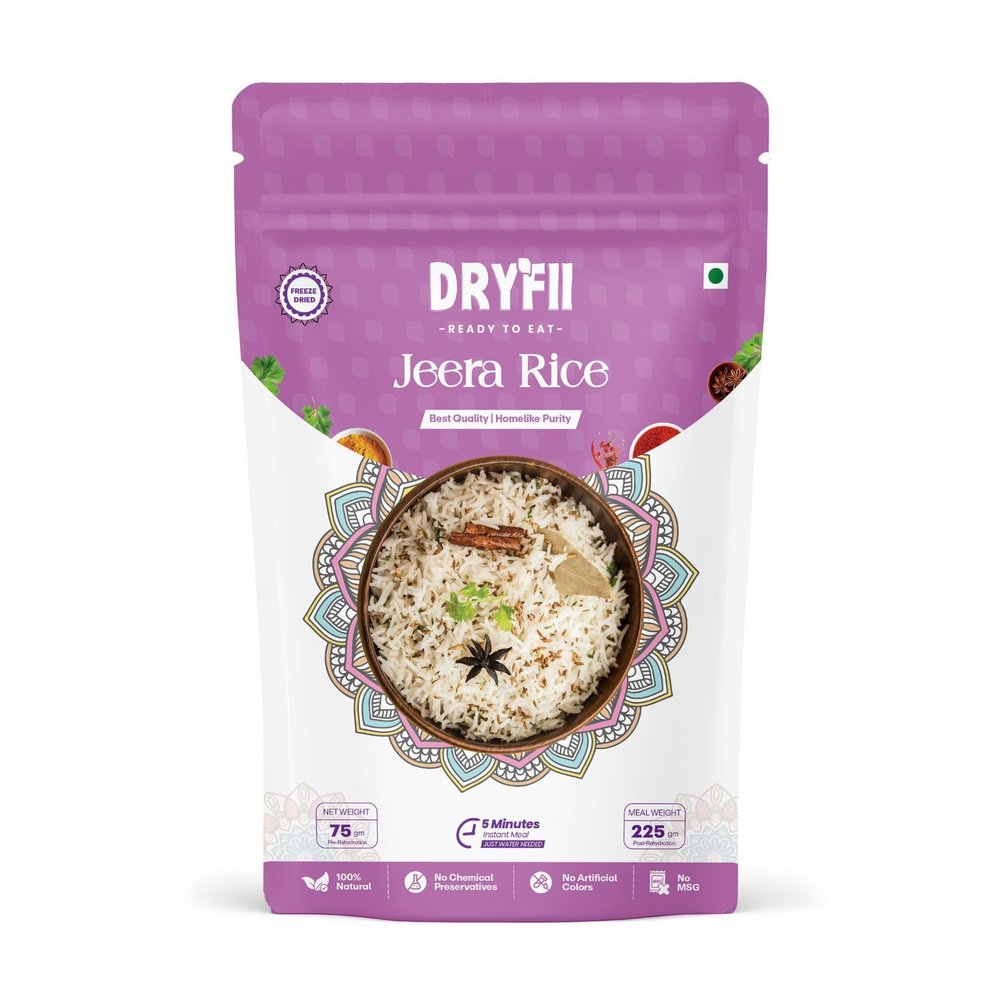 Dryfii Ready-to-Eat Instant Jeera Rice | Pure Veg | Freeze Dried | Suitable for Jain | Rehydrated Weight 225 g