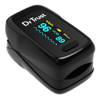 Dr Trust USA Vital Fingertip Pulse Oximeter with Audio Visual Alarm, Blood Oxygen Saturation SPO2 & Heart Rate Monitor|Perfusion Index (Black)