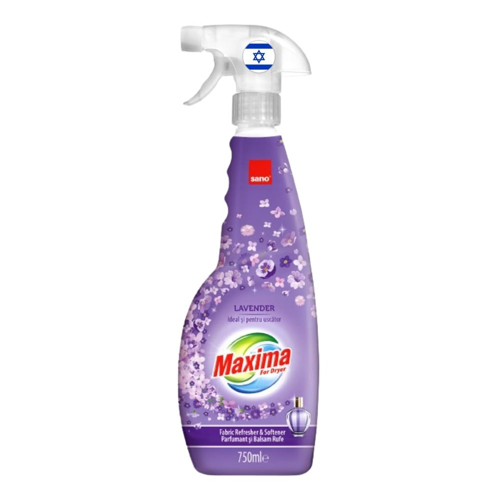 Sano-Maxima Fabric Refresher & Softener 750ml - Lavender Scent, Ideal for Dryer Use | Imported from Israel