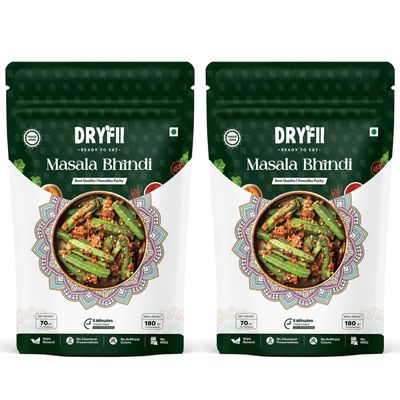 Dryfii Ready-to-Eat Instant Masala Bhindi | Pure Veg | Freeze Dried | Rehydrated Weight 360 g