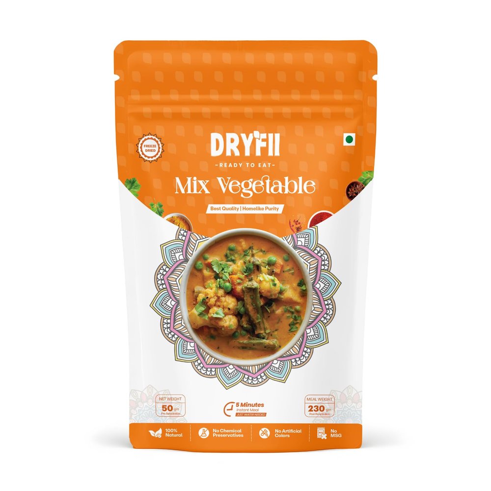 Dryfii Ready-to-Eat Instant Mix Vegetable | Pure Veg | Freeze Dried | Rehydrated Weight 230 g