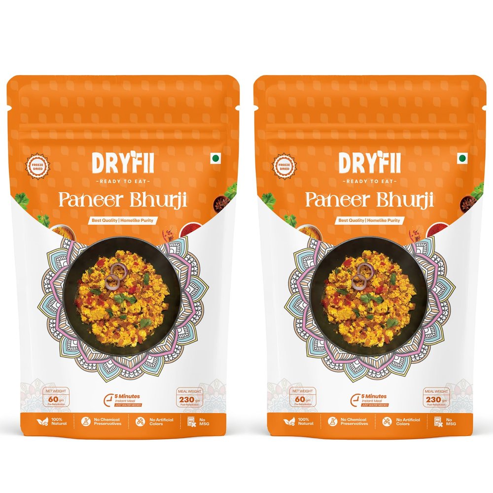 Dryfii Ready-to-Eat Instant Paneer Bhurji | Pure Veg | Freeze Dried | Rehydrated Weight 460 g