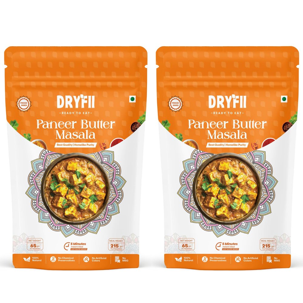 Dryfii Ready-to-Eat Instant Paneer Butter Masala | Pure Veg | Freeze Dried | Rehydrated Weight 430 g