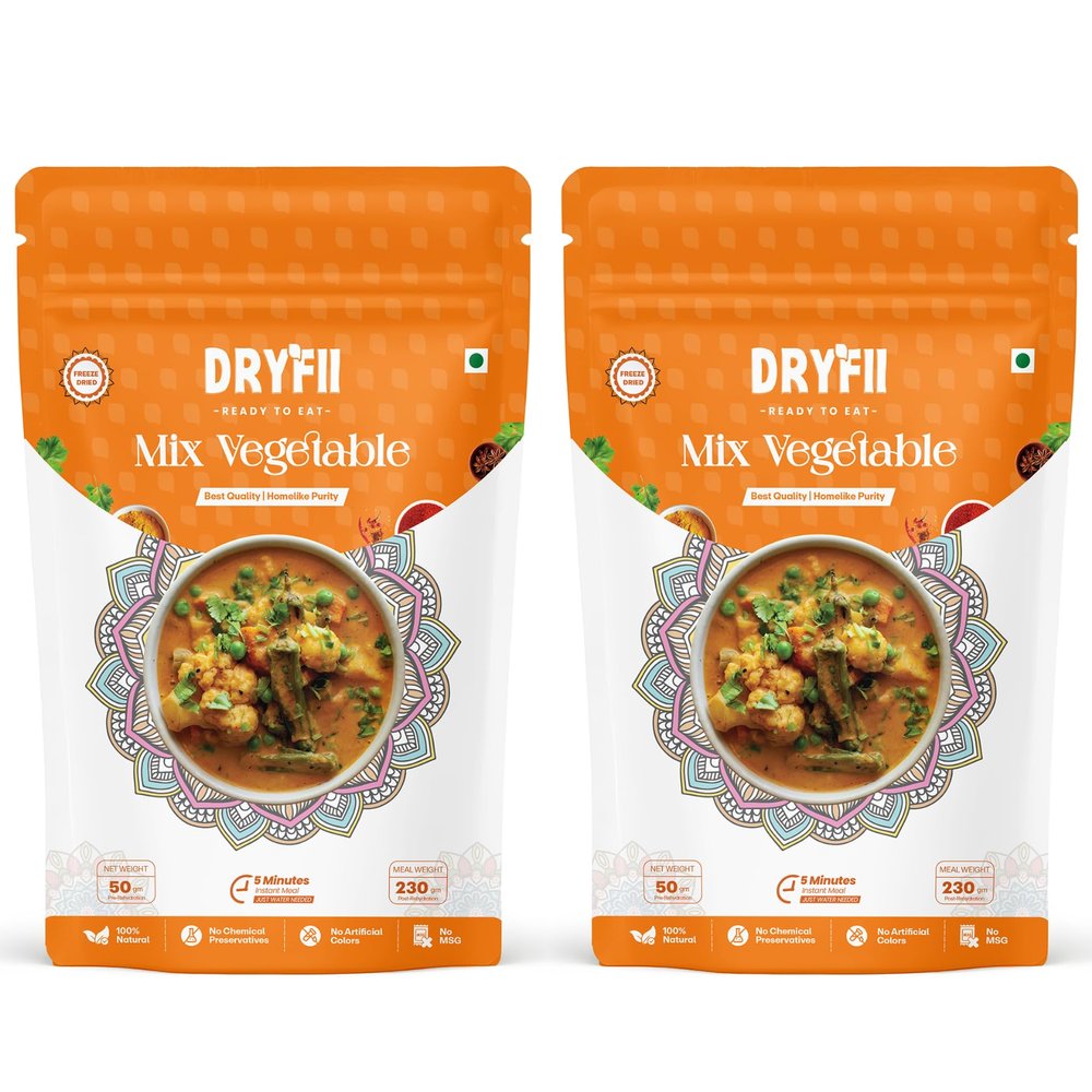 Dryfii Ready-to-Eat Instant Mix Vegetable | Pure Veg | Freeze Dried | Rehydrated Weight 460 g