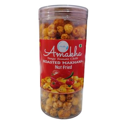 Amakha Roasted Makhana Foxnuts, Gluten Free, Healthy Snacks, Zero Trans Fat, Calcium Rich (90 Gram, Tangy Tomato)