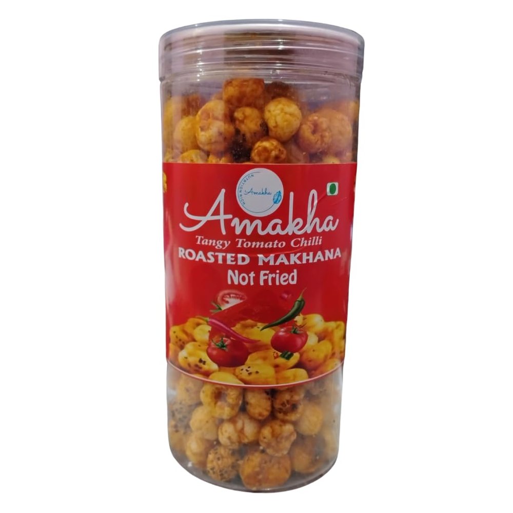 Amakha Roasted Makhana Foxnuts, Gluten Free, Healthy Snacks, Zero Trans Fat, Calcium Rich (90 Gram, Tangy Tomato)