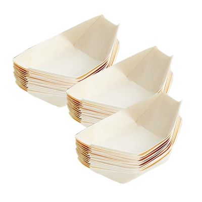 MERISHOPP 50Pcs Wood Boat Serving Trays Wedding Food Container Multipurpose 12Cmx6.8Cm|Home & Garden|Kitchen, Dining & Bar|Dinnerware & Serving Dishes|Trays