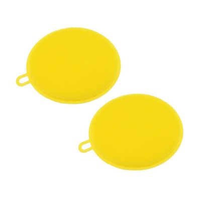 MERISHOPP 2 Pieces Kitchen Silicone Sponge Dish Washing Scrubber Brush Yellow|Home & Garden|Household Supplies & Cleaning|Cleaning Products