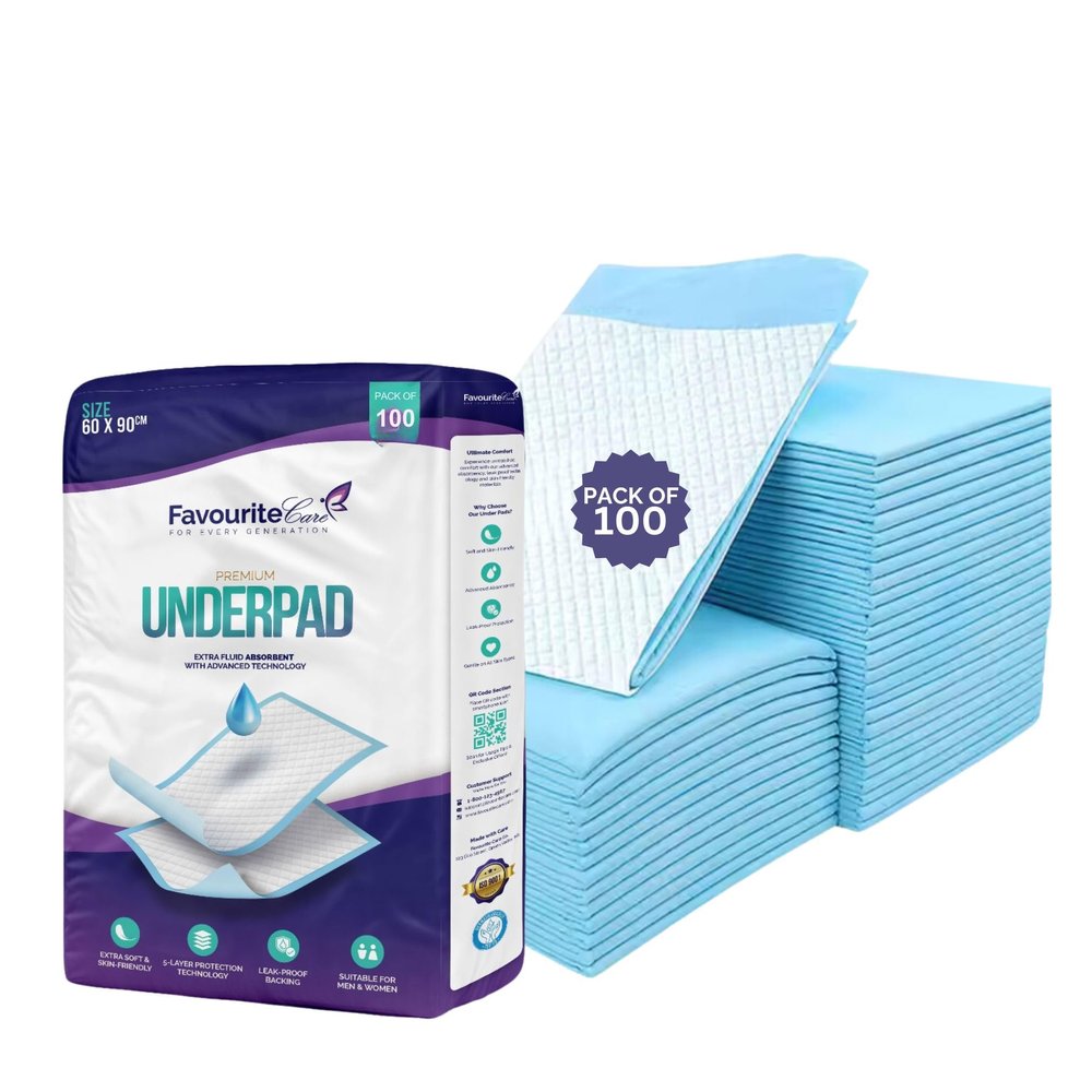 Favourite Care Premium Adult Underpads - Large 60x90 cm, Ultra Absorbent, Leak-Proof, Pack of 100