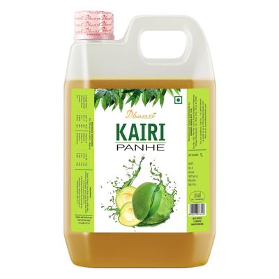 Dhanvi Kairi Panhe - Authentic Raw Mango Syrup with Ultimate Cardamom Flavour | Instant Refreshing Aam Panna Sharbat for Summer | Kacchi Kairi Sharbat | A Sweet & Tangy Drink - 1 Litre
