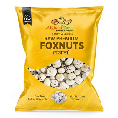 Afghani Farm Roasted Premium Raw Makhana | Gluten Free | Anti Oxidants | MSG Free | Zero Trans Fat | No added Preservatives and No artificial Flavours (400 g)