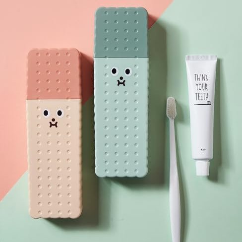 GNOLY Toothpaste Toothbrush Holder Bathroom Accessories Holder with Cover, Toothbrush Travel Container, Toothpaste Storage Box for Trip (2 Pcs)