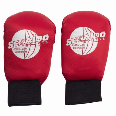 Sekaido Sports Cloth || Reliable & Protective Gloves || Bag Gloves || Training Gloves || Karate Gloves for Men & Women Covered Karate Hand Gloves-Free Size (Red & Blue) (RED)